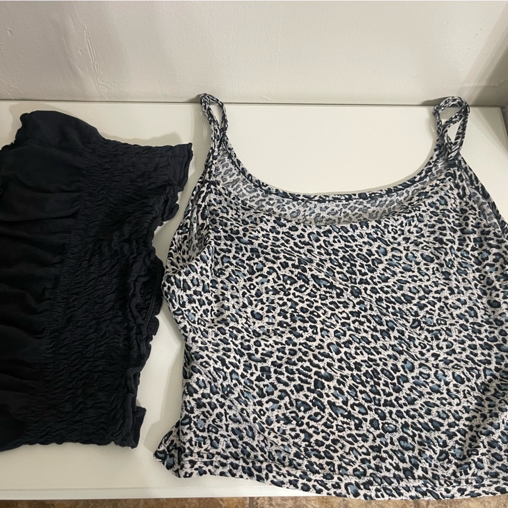 Women’s Leopard Print‎ Top and Black Tube top Bundle Size Medium